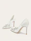 Élégant Blanche Faux Diamant Chaussure De Mariée 2024 Cuir 10 cm Talons Aiguilles À Bout Pointu Mariage Escarpins Talons Hauts