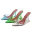 Sexy Transparent Bleu Ciel Vêtement de rue Sandales Femme 2022 Faux Diamant Noeud 9 cm Talons Aiguilles Peep Toes / Bout Ouvert Sandales Talons Hauts
