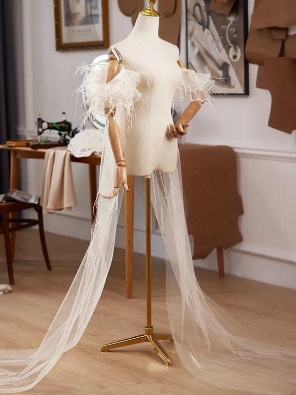 Charming Champagne Handmade Puffy Short Sleeve Tassel Prom shawl 2025