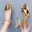 Sexy Gold Evening Party Womens Sandals 2024 Ankle Strap 6 cm Stiletto Heels Open / Peep Toe Sandals High Heels