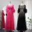 High-end Black Handmade  Beading Sequins Feather Prom Dresses 2024 A-Line / Princess Scoop Neck 1/2 Sleeves Floor-Length / Long Prom Formal Dresses
