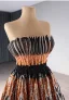 Luxus / Herrlich Schwarz Handgefertigt Perlenstickerei Pailletten Ballkleider 2024 A Linie Bandeau Ärmellos Rückenfreies Sweep / Pinsel Zug Ball Festliche Kleider