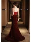Scintillantes Bordeaux Perlage Paillettes Robe De Soirée 2024 Trompette / Sirène Bretelles Spaghetti Sans Manches Dos Nu Train De Balayage Soirée Robe De Ceremonie