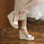 Chic / Beautiful Orange Street Wear Braid Womens Sandals 2022 Ankle Strap 12 cm Wedges Open / Peep Toe Sandals High Heels