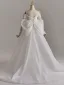 Elegante Schöne Weiß Perle Pailletten Spitze Blumen Applikationen Brautkleider / Hochzeitskleider 2025 Meerjungfrau Off Shoulder Lange Ärmel Rückenfreies Schleife