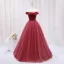 Chic / Beautiful Watermelon Beading Velvet Prom Dresses 2024 Ball Gown Off-The-Shoulder Sleeveless Backless Floor-Length / Long Prom Formal Dresses