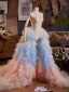 Fashion Two Tone Handmade  Cascading Ruffles Prom shawl 2025 Tulle