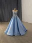 High-end Sky Blue Handmade  Beading Rhinestone Sequins Prom Dresses 2025 Ball Gown Scoop Neck Sleeveless Court Train Prom Formal Dresses