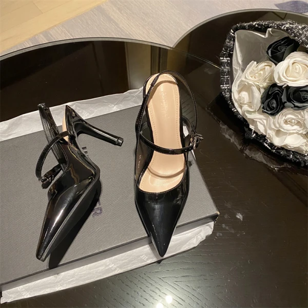 Chic / Beautiful Black Street Wear Womens Sandals 2022 9 cm Stiletto Heels Pointed Toe Sandals High Heels