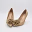 Sparkly Gold Beading Flower Sequins Wedding Shoes 2022 Leather 10 cm Stiletto Heels Pointed Toe Wedding Pumps High Heels