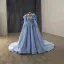 High-end Sky Blue Handmade  Beading Rhinestone Sequins Prom Dresses 2025 Ball Gown Scoop Neck Sleeveless Court Train Prom Formal Dresses