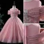Chic / Beautiful Blushing Pink Birthday Flower Girl Dresses 2022 Scoop Neck Beading Pearl Lace Flower Sequins Short Sleeve Floor-Length / Long Flower Girl Dresses