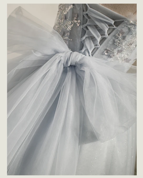 Fashion Grey Birthday Party Dresses 2022 A-Line / Princess Spaghetti Straps Beading Pearl Sequins Sleeveless Backless Bow Floor-Length / Long Cocktail Party Formal Dresses