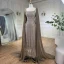 Elegant High-end Coffee Beading Rhinestone Prom Dresses 2024 Empire Square Neckline Sleeveless Backless Tassel Floor-Length / Long Prom Formal Dresses