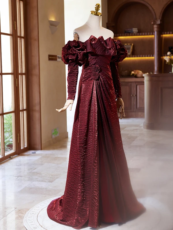 burgundy ruffle prom dress Plus-Size Short Red Homecoming Dress with Lace-Up Back Wine / 14W main image 1