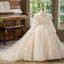 Élégant Ivoire Perle Paillettes Gland Anniversaire Robe Ceremonie Fille 2025 Robe Boule Encolure Carrée Manches Longues Dos Nu Train De Balayage