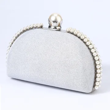 Fine Sølv Perle Glitter Aften Clutch Veske 2023