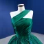 Vintage / Retro High-end Dark Green Sequins Prom Dresses 2022 Ball Gown One-Shoulder Sleeveless Backless Floor-Length / Long Prom Formal Dresses