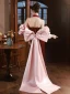 Charming Burgundy Velvet Prom Dresses 2024 Trumpet / Mermaid Spaghetti Straps Short Sleeve Backless Bow Floor-Length / Long Prom Formal Dresses