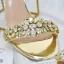 Sexy Doré Faux Diamant Paillettes Chaussure De Mariée 2023 8 cm Talons Épais Bride Cheville Peep Toes / Bout Ouvert Mariage Sandales Talons Hauts