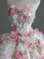 Flower Fairy White Appliques Lace Flower Wedding Dresses 2025 Ball Gown Strapless Sleeveless Backless Court Train Wedding
