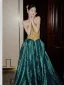 Chic / Beautiful Dark Green Prom Dresses 2025 A-Line / Princess Halter Sleeveless Backless Floor-Length / Long Formal Dresses