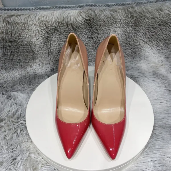 Mode Grön Patchwork Fest Lackläder Pumps 2022 12 cm Stilettklackar Spetsiga Pumps Högklackade