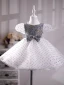 Fashion White Sequins Spotted Short Flower Girl Dresses 2024 Ball Gown Pearl Scoop Neck Short Sleeve
