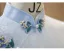 Chinese style Sky Blue Printing Split Front Silk Cheongsam / Qipao 2026 Trumpet / Mermaid High Neck Short Sleeve Tea-length