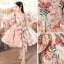 Chic / Beautiful Beige 3D Lace Prom Flower Girl Dresses 2022 Ball Gown Pearl Rhinestone Square Neckline Puffy Short Sleeve Backless Floor-Length / Long Flower Girl Dresses