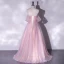 Charming Glitter Candy Pink Evening Dresses 2022 A-Line / Princess Strapless Sleeveless Backless Floor-Length / Long Evening Party Formal Dresses