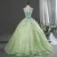 Fée Des Fleurs Vert Cendré Appliques Perlage Robe De Bal 2026 Robe Boule Encolure Dégagée Sans Manches Dos Nu Longue Robe De Ceremonie