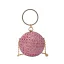 Mote Sukkertøyrosa Rhinestone Paljetter Runde Aften Clutch Veske 2023 Legering