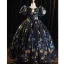 Élégant Bleu Marine Paillettes Anniversaire Robe Ceremonie Fille 2025 Robe Boule Encolure Dégagée Gonflée Manches Courtes Dos Nu Longue