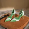 Mode Deux tons Kaki Vêtement de rue Chaussures Femmes 2022 8 cm Talons Aiguilles Bride Cheville À Bout Pointu Chaussures Femmes Talons Hauts
