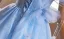 Chic / Beautiful Sky Blue Glitter Pearl Appliques Graduation Dresses 2024 Ball Gown Off-The-Shoulder Short Sleeve Backless Tea-length Sweet 16 Homecoming