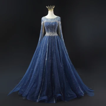 High End Vintage Retro Navy Blue Handmade Beading Rhinestone Sequins Prom Dresses 2024 Ball Gown Scoop Neck Sleeveless Backless Floor Length Long Formal Dresses