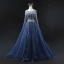 High-end Vintage / Retro Navy Blue Handmade  Beading Rhinestone Sequins Prom Dresses 2024 Ball Gown Scoop Neck Sleeveless Backless Floor-Length / Long Formal Dresses