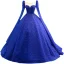 High-end Vintage / Retro Royal Blue Handmade  Beading Sequins Prom Dresses 2022 Ball Gown Scoop Neck Long Sleeve Court Train Prom Formal Dresses