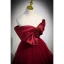 Chic / Beautiful Burgundy Prom Dresses 2023 A-Line / Princess Bow Off-The-Shoulder Short Sleeve Backless Floor-Length / Long Prom Formal Dresses
