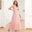 Chic / Beautiful Blushing Pink Prom Dresses 2024 A-Line / Princess V-Neck Sleeveless Backless Floor-Length / Long Prom Formal Dresses