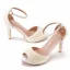 Chic / Beautiful White Pearl Wedding Shoes 2023 10 cm Stiletto Heels Open / Peep Toe Wedding Sandals High Heels