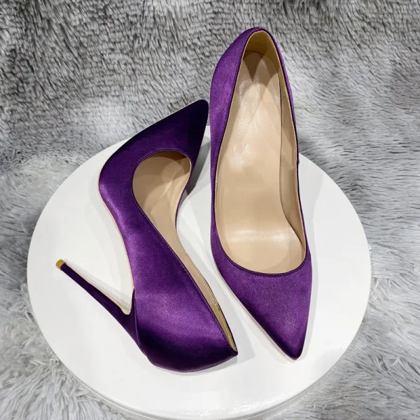 Schöne Traube Abend Satin Pumps 2022 12 cm Stilettos Spitzschuh Pumps Hochhackige