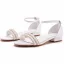 Chic / Beautiful White Pearl Flat Wedding Shoes 2023 Ankle Strap Open / Peep Toe Wedding Sandals
