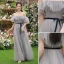Simple Gris Robe Demoiselle D'honneur 2022 Princesse Noeud Ceinture Manches Courtes Dos Nu Longue Robe De Ceremonie