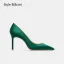 Modest / Simple Green Office OL Satin Pumps 2024 10 cm Stiletto Heels Pointed Toe Pumps High Heels