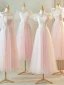 Simple Rougissant Rose Paillettes Robe Demoiselle D'honneur 2024 Princesse Manches Courtes Dos Nu Longue