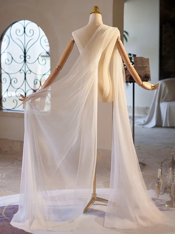 Modest / Simple White Handmade Tulle shawl Jackets & wraps 2024