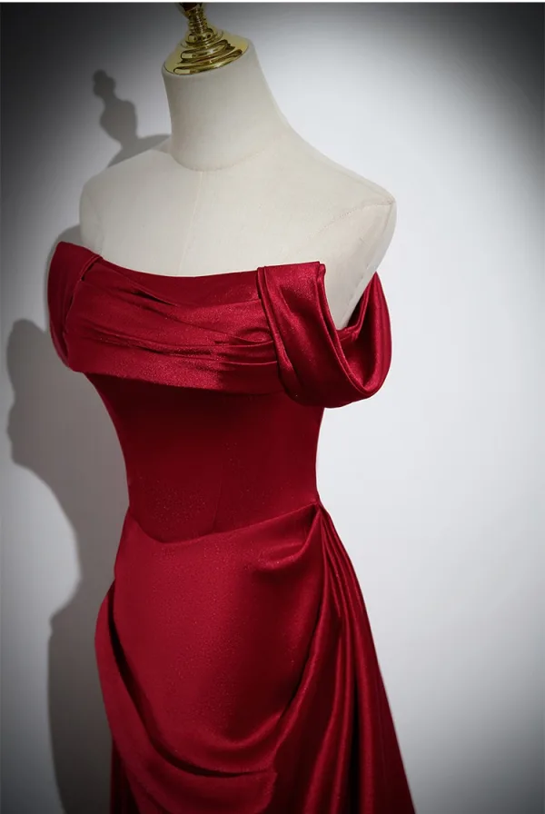 Chic / Beautiful Burgundy Prom Dresses 2024 A-Line / Princess Strapless Sleeveless Backless Floor-Length / Long Prom Formal Dresses