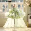 Chic / Beautiful Sage Green Pearl Sequins Appliques Short Birthday Flower Girl Dresses 2026 Ball Gown Spaghetti Straps Sleeveless Backless Tulle